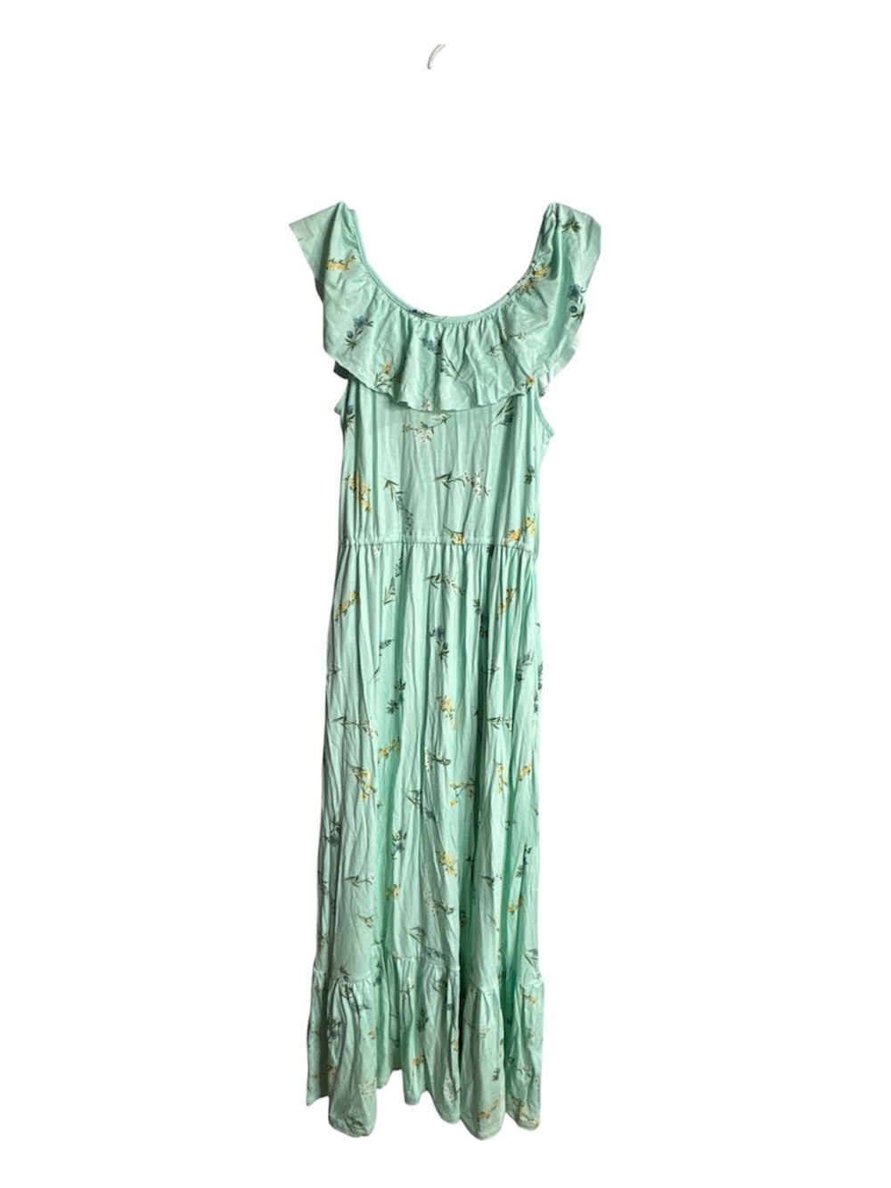 Mint Green Floral Ruffle Maxi Dress Girls Size Large